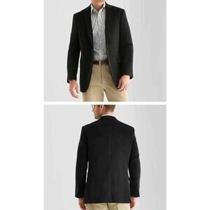 Stafford Stretch Fabric Classic Fit Corduroy Blazer Sport Coat Jacket Black 44R